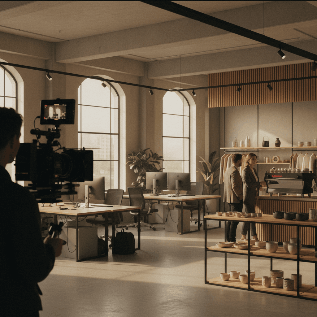 Professional video production setup capturing business narrative